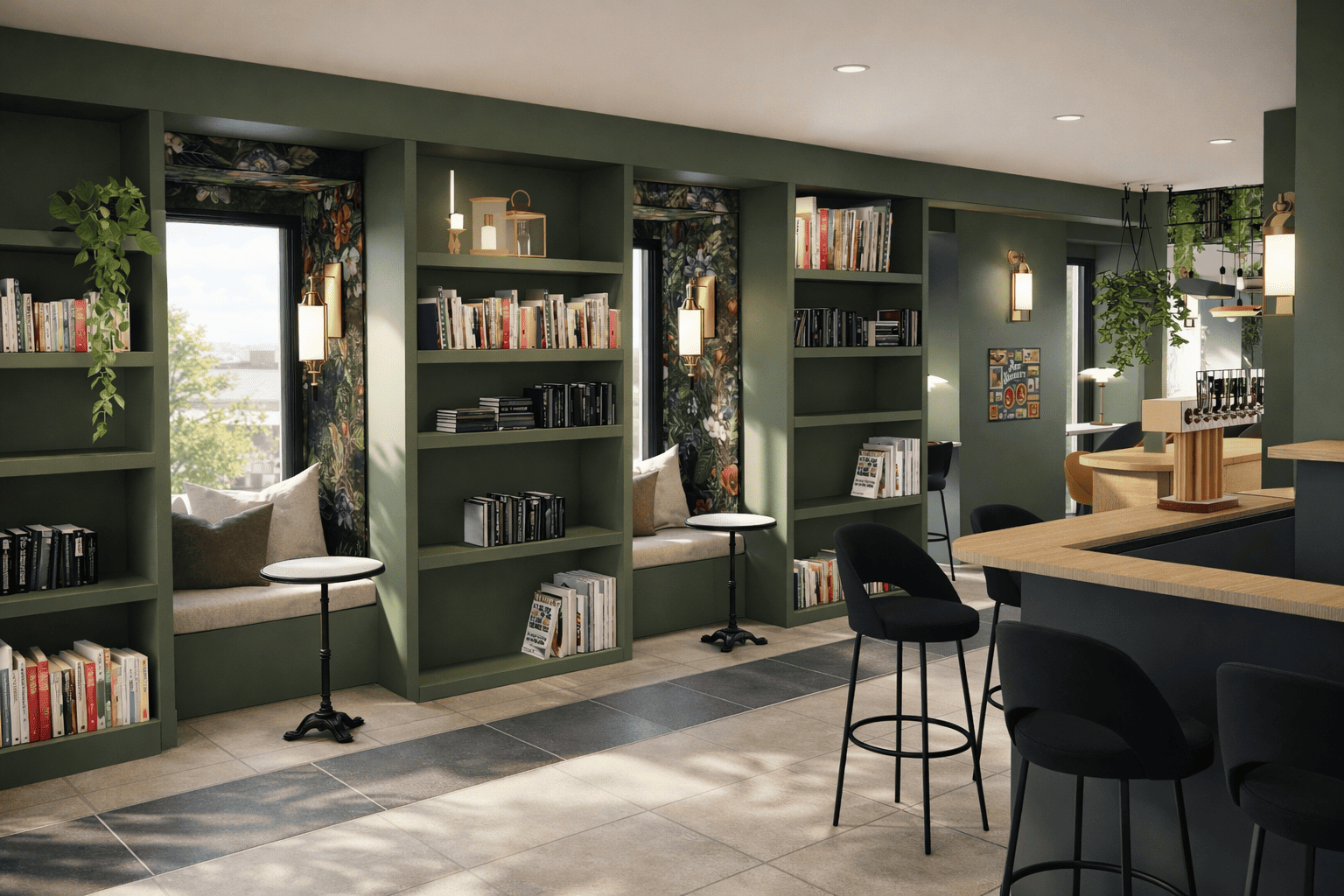 Aménagement d'un café librairie
