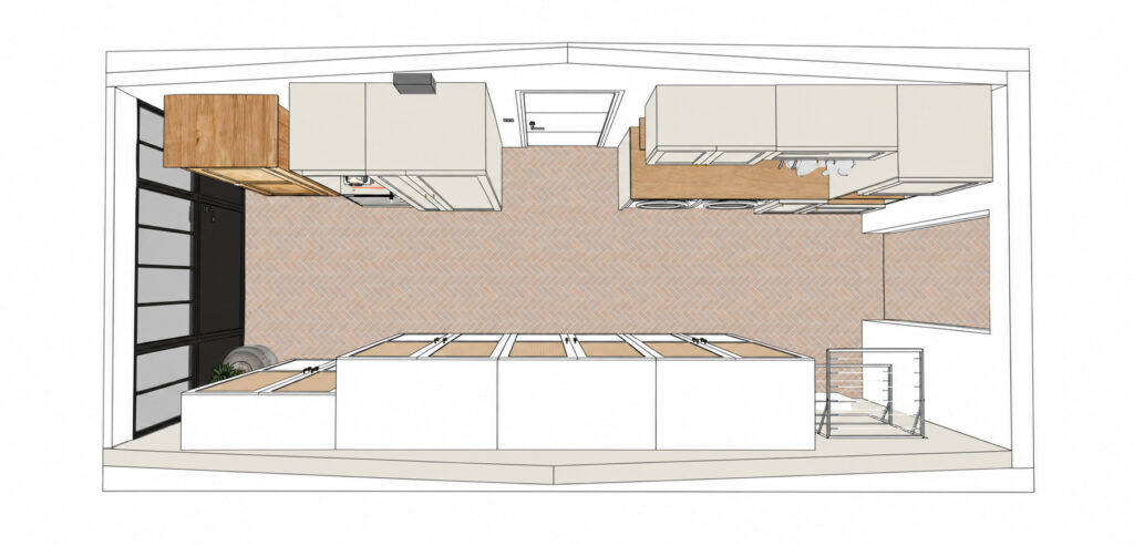 Transformation garage en buanderie projection